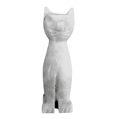 Cat Table Sculpture White Marble H 12Cm