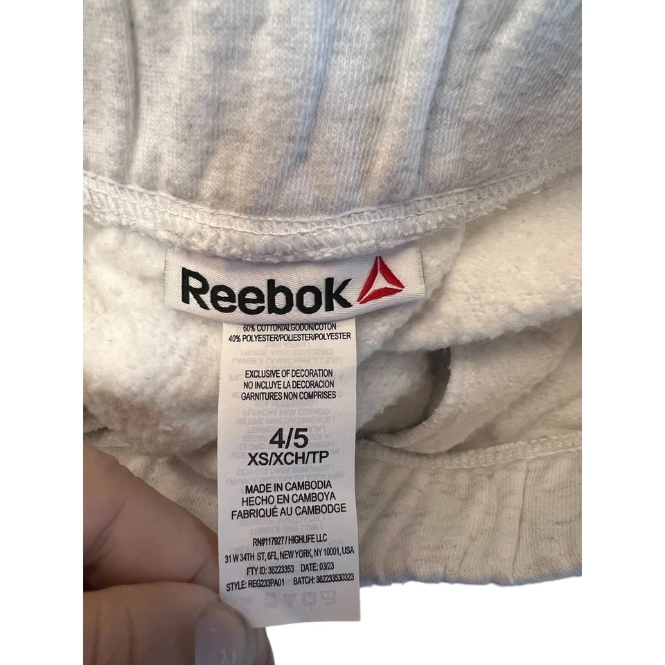 Pantalones deportivos Reebok para niñas talla 4-5 gris mezcla de algodón  Foto 4 de 4