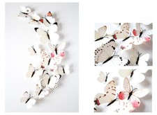 12PCS 3D WHITE Butterfly Wall Stickers Art Decal DIY Decor Removable Stickers