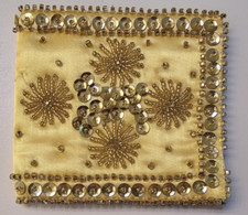 Beautiful Beaded Gold Woman Wallet. Just Gorgeous 4:x3 1/2"