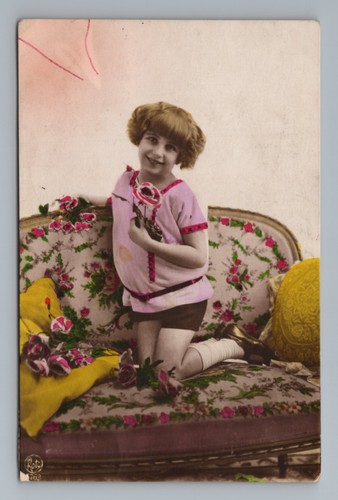 A Birthday Message-Early 1900s Colour Tinted Photo Birthday Greetings Postcard- WILLIAMS