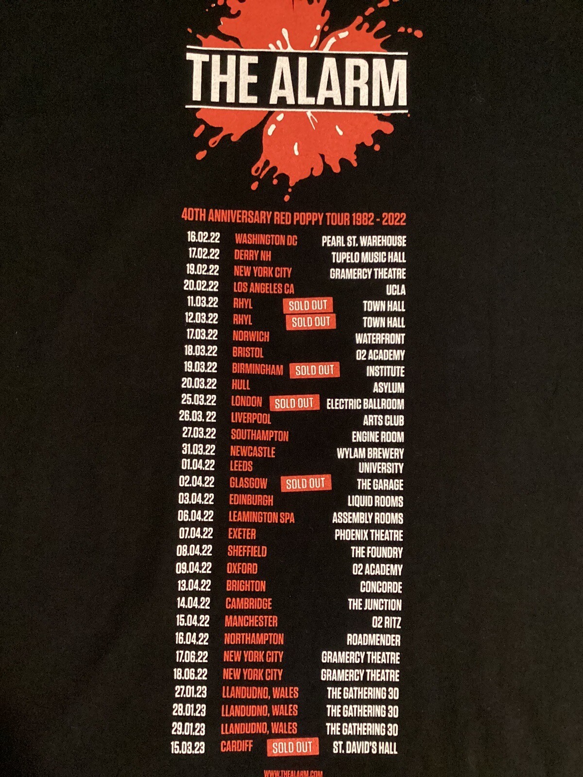The Alarm 40th Anniversary Red Poppy Tour 19822022 TShirt Size XL eBay