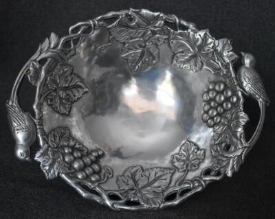 Arthur Court Designs Aluminum Grape Pattern Serving Bowl - 12" Diameter Metal Salad/Fruit Bowl, Gift Boxed