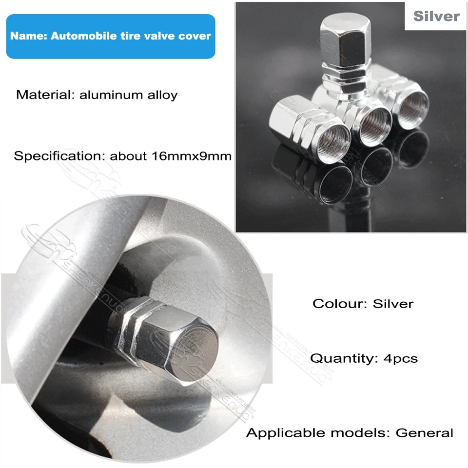 4X tampas de ar de haste de roda/válvula de pneu de metal alumínio prata para Hyundai Santa Fe - Imagem 2 de 4