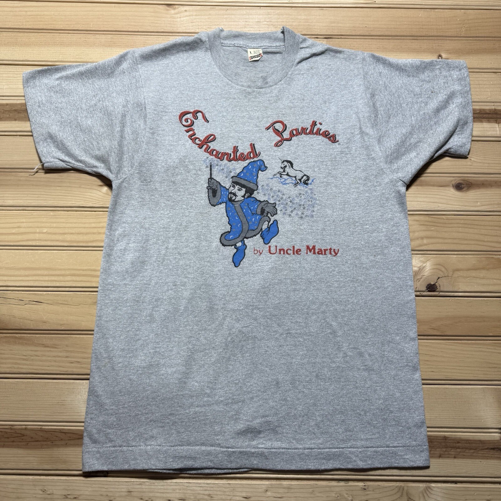 Vintage 80s Uncle Marty’s Enchanted Parties Wizard Parody Single Shirt - Large