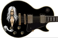 Guitar Skin Axe Wrap Re-skin Bass Reface DIY Electric Lady Wore Black 410