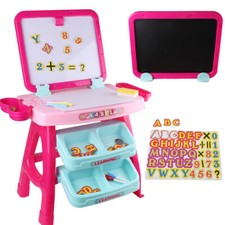Kids Easel Board Writing Desk with Letters and Number Magnets For Birthday Gift
