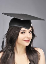 Adult Size Black Mortar Board Hat Graduate Cap Graduation School Teacher