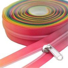 5 Colorful Zipper Tape Nylon Coil Zippers by The Yard Bulk 5 Yards with 10pc...