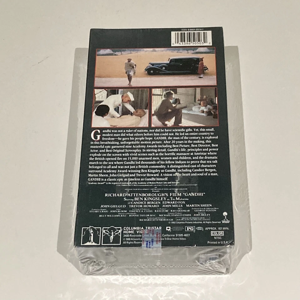 Gandhi VHS 2-Tape 1982 Ben Kingsley Columbia RCA Home Video NEW Sealed Watermark Foto 2 de 4