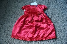 CHAPS girl's NWT sz 24 Months red SS dress w/bloomers polyester/nylon 