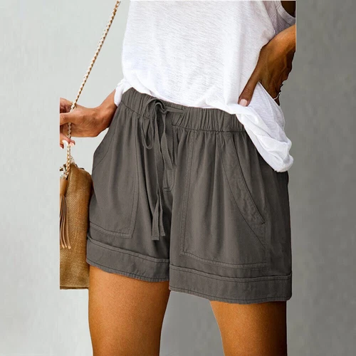 Damen Bermuda Kurze Hose Sommerhose Kordelzug Freizeithose Tasche Strandhose DE - Bild 17 von 38