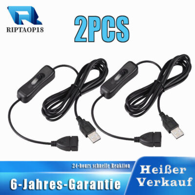 USB Kabel mit Ein/Aus Schalter USB Stecker auf Buchse Verlängerungskabel 2 Meter