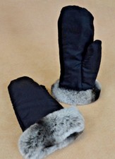 Handschuhe Kaninchen Fausthandschuhe Fäustlinge Fellhandschuhe Rexkanin antrazit