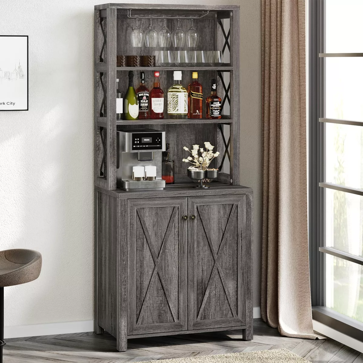 Wooden corner bar unit online
