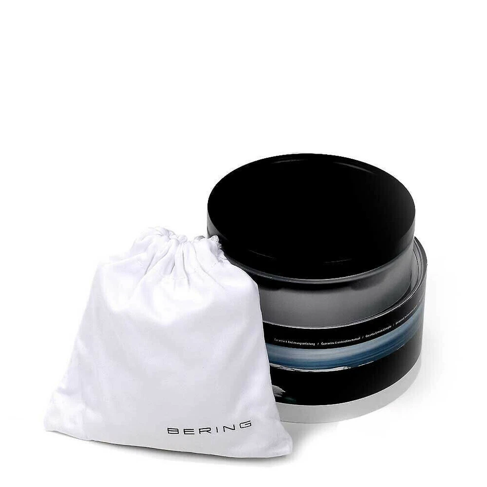 Reloj para hombre Bering Time cerámica pulida caja plateada con esfera gris. Foto 3 de 4