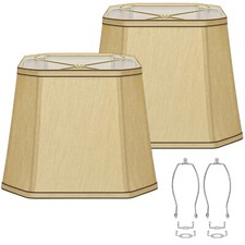 Rectangle Cut Corner Lamp Shades Set of 2, 10.5" x 10"x 13" Modern Medium Gol...