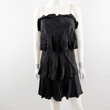Lavender Label Vera Wang Black Tiered Silk Sleeveless Mini Dress Goth Womens 6