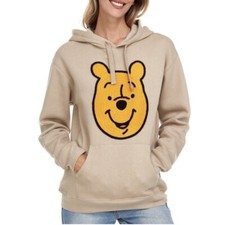 Disney Hoodie Winnie the Pooh Pullover Sweatshirt Crochet Patch Face Size L NWT