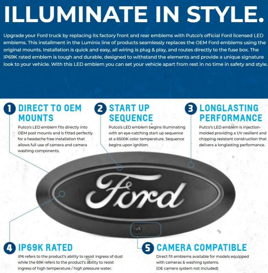 Putco 92751 Luminix LED emblema puerta trasera luz para 17-19 Ford F250 F350 F450 Foto 4 de 4