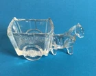 VTG Victory Depression Era Pressed Glass Horse Pulling Cart Heavy Candy Dish