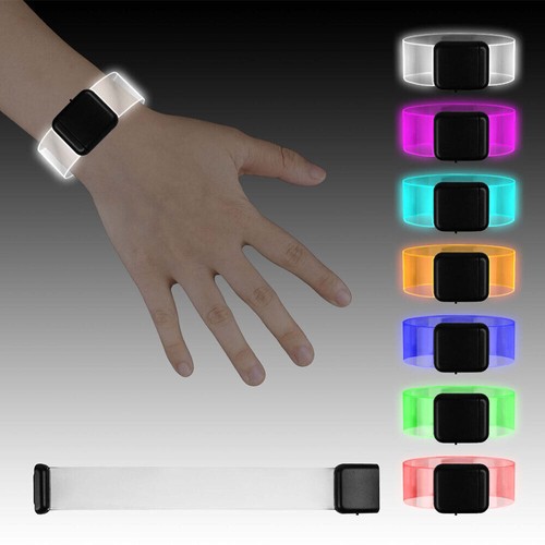 Glow In Dark Led Bracelet Light-up Running Cycling Night Safety Halloween Party - Picture 10 of 18