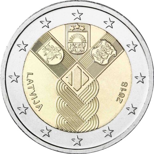 Lettland 2 Euro 100 Jahre Unabhängigkeit 2018 bankfrische Gemeinschaftsausgabe - Afbeelding 1 van 2