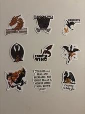 9 Fourth Wing Stickers Rebecca Yarros For Kindle Journal Laptop Bottle (lot 3)