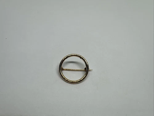 Vintage 14K Yellow Gold Circle Brooch, Pin, Simplistic