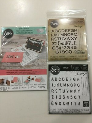 Sizzix Thinlits TIM HOLTZ LETTER BUNDLE W/STICK GRID SHEETS 662062 New