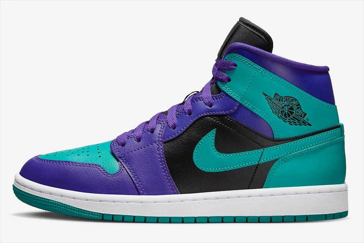 NIKE Women's AIR JORDAN 1 MID BLACK GRAPE BQ6472-502 US 9.5
