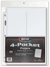 Case of 500 BCW Pro 4-Pocket 3.5x5 Postcard or Photo Clear Album Pages