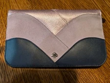 KATE SPADE NADINE PATCHWORK Purple Navy MEDIUM CLUTCH WALLET Great Condition