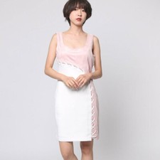 NWT Guess Pink Soft Suede White Lace Up Color Block Dress Size XS MSRP $148.00