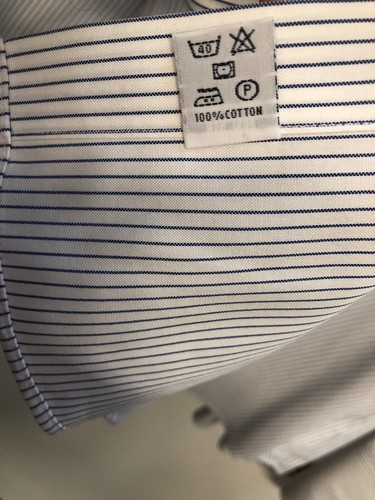 Hawes & Curtis of Jermyn St 18/37 Slim Fit French Cuffs Shirt Blue Stripes EUC - Picture 2 of 7