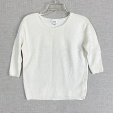 Wilfred Ribbed Ivory Pullover Sweater Womens XS 3/4 Sleeve Italian Yarn