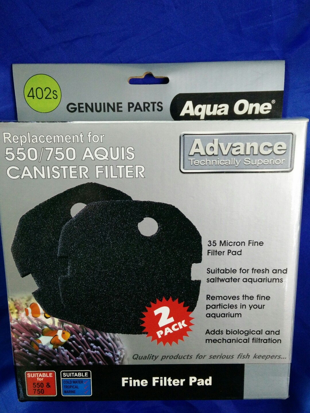 AQUA ONE 550/750 ADVANCE SPONGE PACK - 25402S