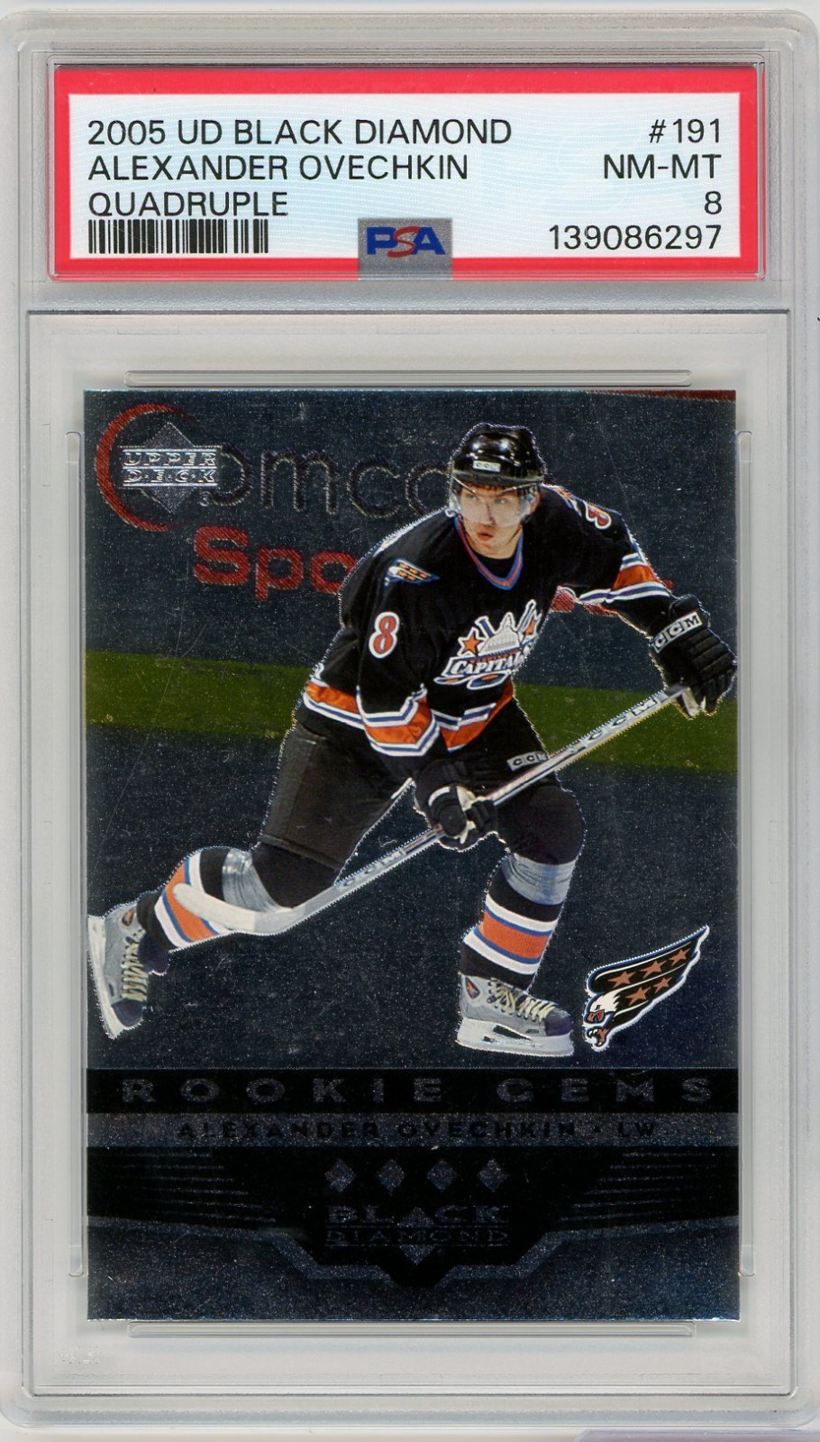 2005-06 Black Diamond Rookie Gems Quad #191 Alex Ovechkin RC PSA 8 view 1