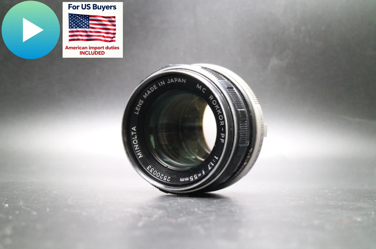 Minolta Rokkor PF 55mm Focal Camera Lenses f/1.7 Maximum Aperture