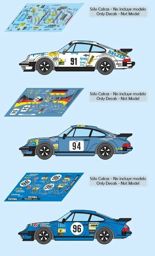 Décal Porsche 930 Le Mans 1983 94 96 1:32 1:24 1:43 1:18 slot décalcomanies - Photo 1/1