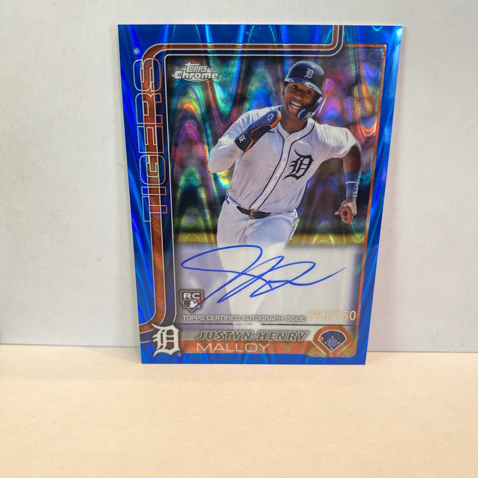 2025 Topps Chrome X Blue Lava Rookie Auto/150  Justyn Henry Malloy Tiger # RA-JM