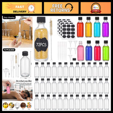 72 Pack 2oz Clear Glass Bottles with Lids - Boston Round Travel Containers, Labe