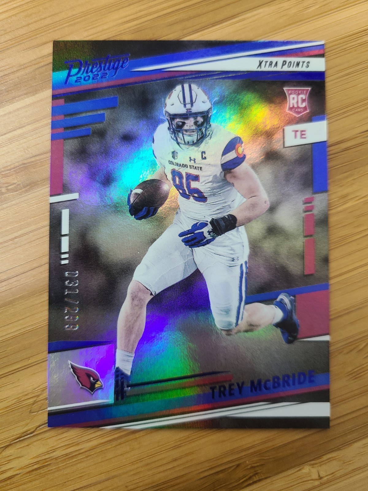 Trey McBride Panini Prestige #327 Blue Premium Xtra Points