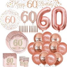 Rose gold Age 60th Birthday Gift bag Buntings...