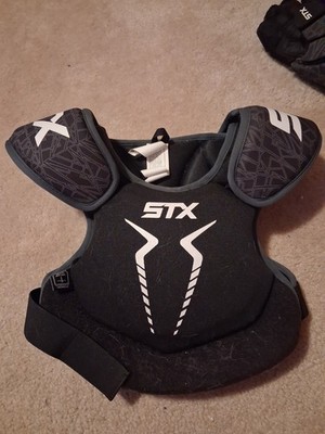 STX & Warrior Lacrosse Gear Set Gloves Pads Burn Jr Helmet Black