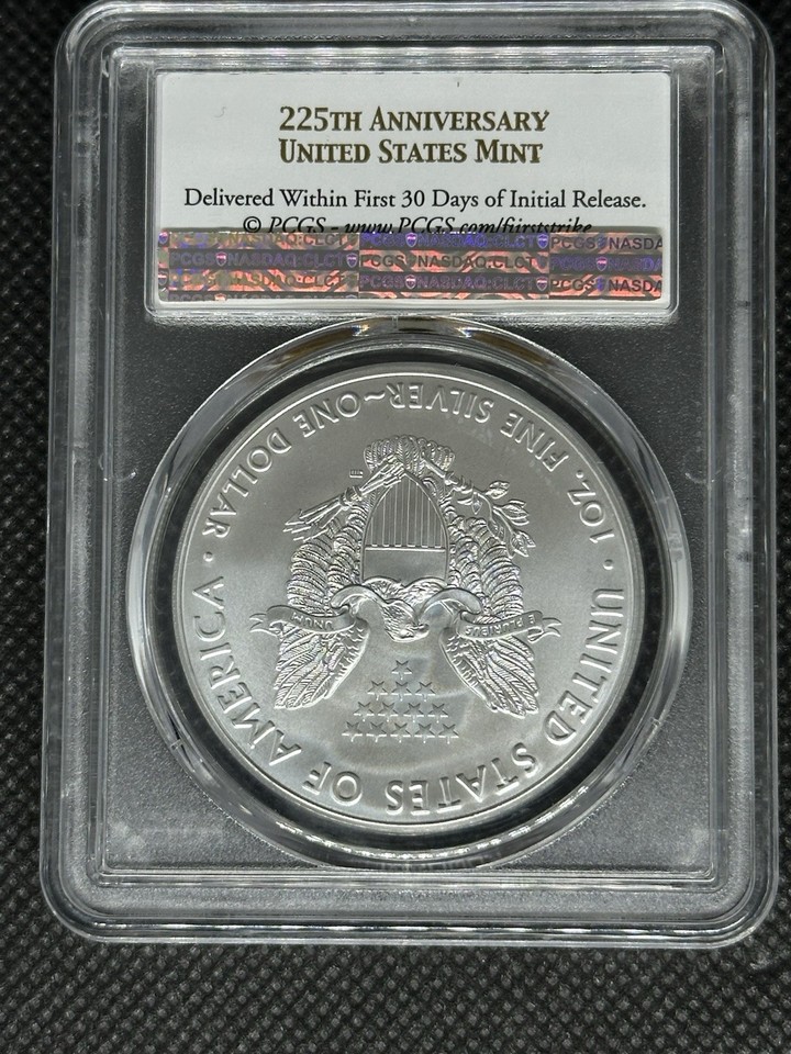 2017 $1 First Strike PCGS MS70 Silver Eagle - 225th US Mint Anniversary ...