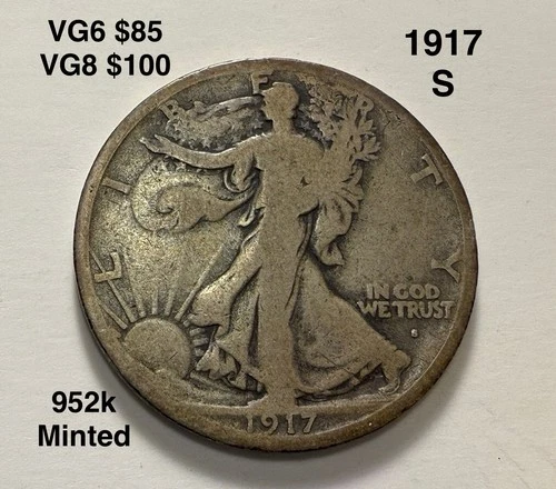 1917-s Obverse Walking Liberty Half VG/F