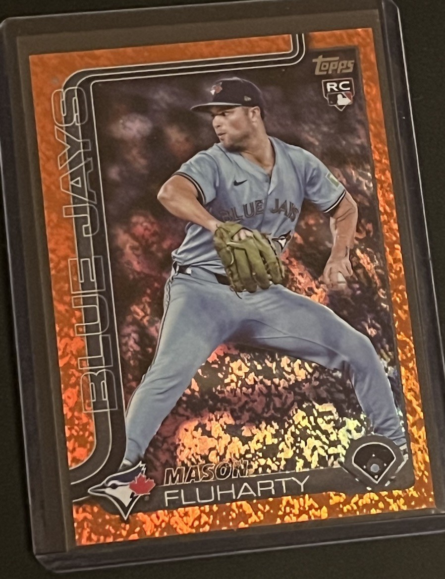 2025 Topps Update US138 Mason Fluharty RC Orange Holo Foil /25 Toronto Blue Jays