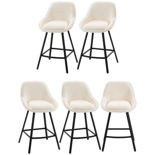 HOMCOM Swivel Bar Stools with Thick Cushion Seat, Cream White