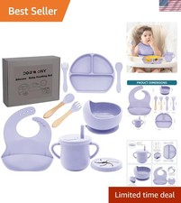 100 Silicone Baby Feeding Set,BPA Free Baby Dishes Set with Suction Bowl Div...